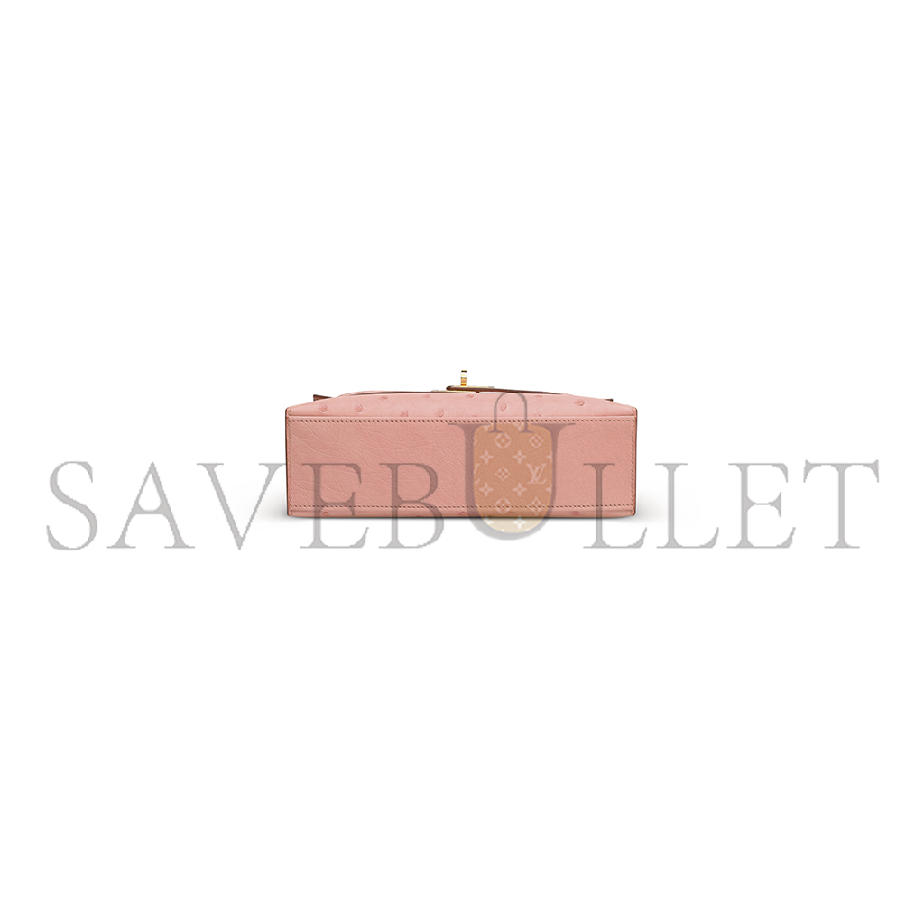 H**mes master a terre cuite ostrich kelly pochette with gold hardware (22*14*7cm)